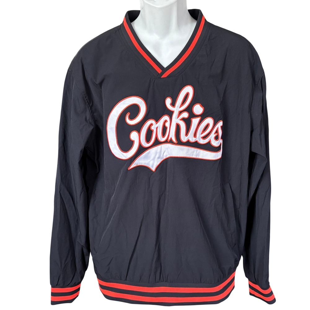 NWT Zumiez Cookies Bases Loaded Pullover Nylon Jacked Sz L Black Orange